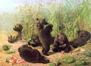 ウィリアム・ホルブルック Painting - クマはスイカを食べる ウィリアム・ホルブルック・ビアード